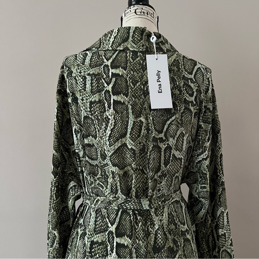ENA PELLY green Python Utility belted maxi Shirt Dress 10 - Picture 7 of 10